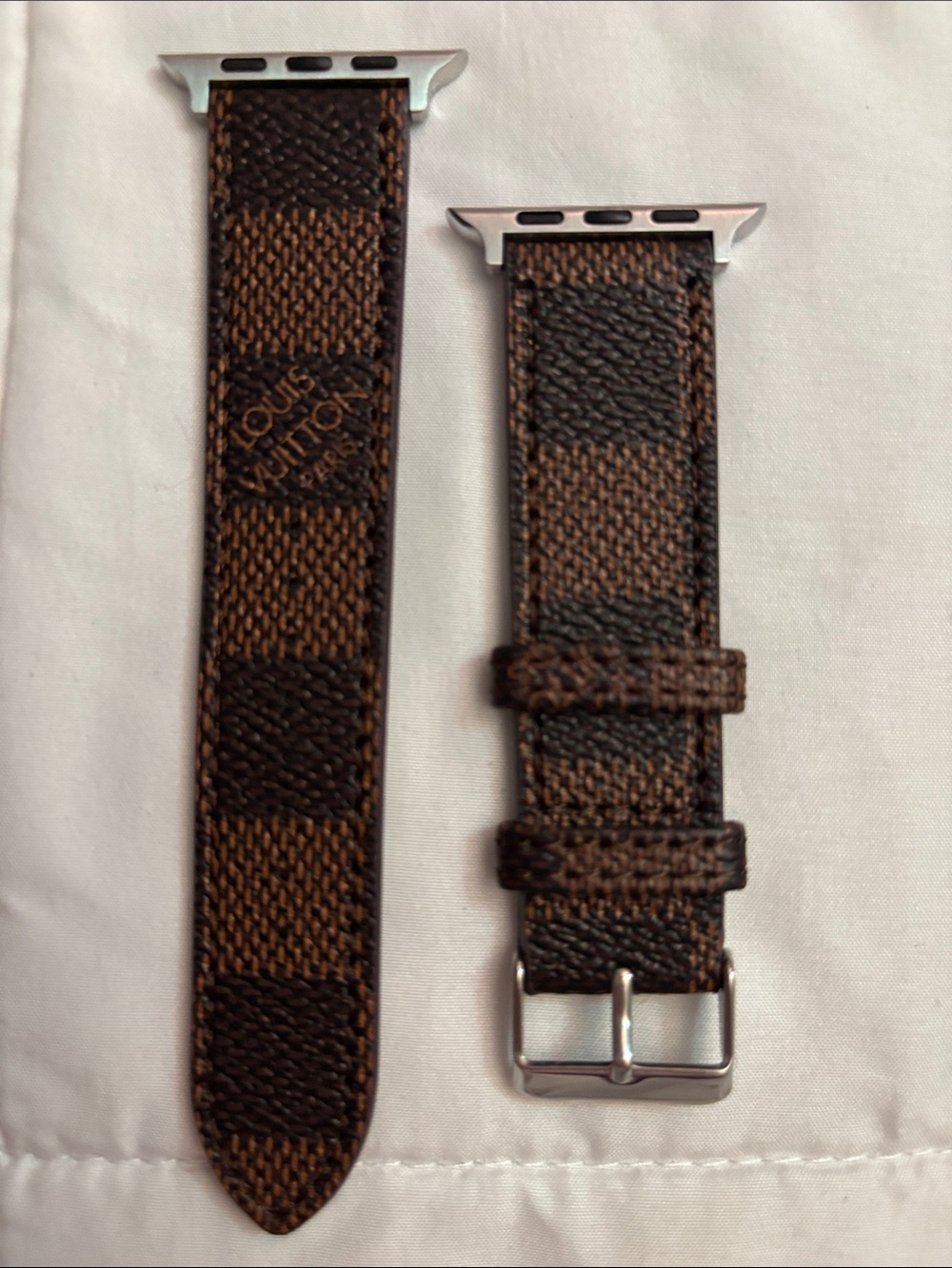 Brown Damier Ebene Watch Strap with Silver Hardware - Picture 1 of 2